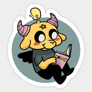 Cute Baphomet Reading Magazine Sticker